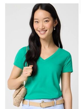 J. Crew Short Sleeve V-Neck Tee in Bright Green Sz Small 
NWT